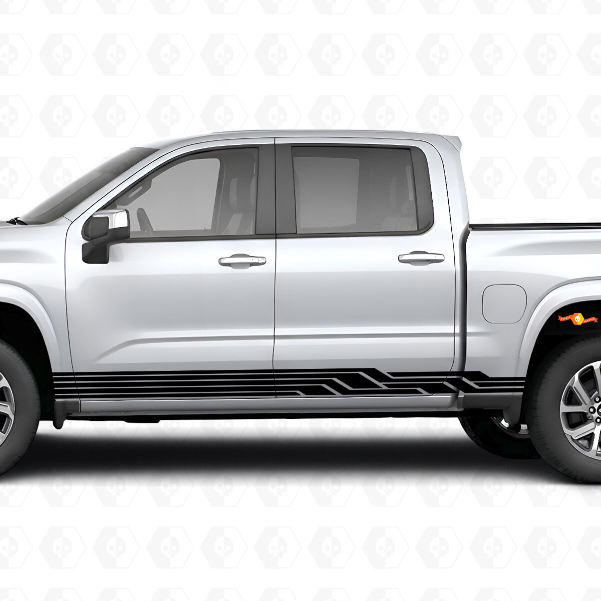 Angular Lightning Door & Rocker Panel Vinyl Stripes for Chevrolet Silverado 1500 Next Generation 2027