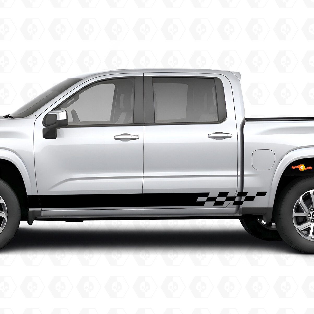 Checkered Lightning Door & Rocker Panel Vinyl Stripes for Chevrolet Silverado 1500 Next Generation 2027