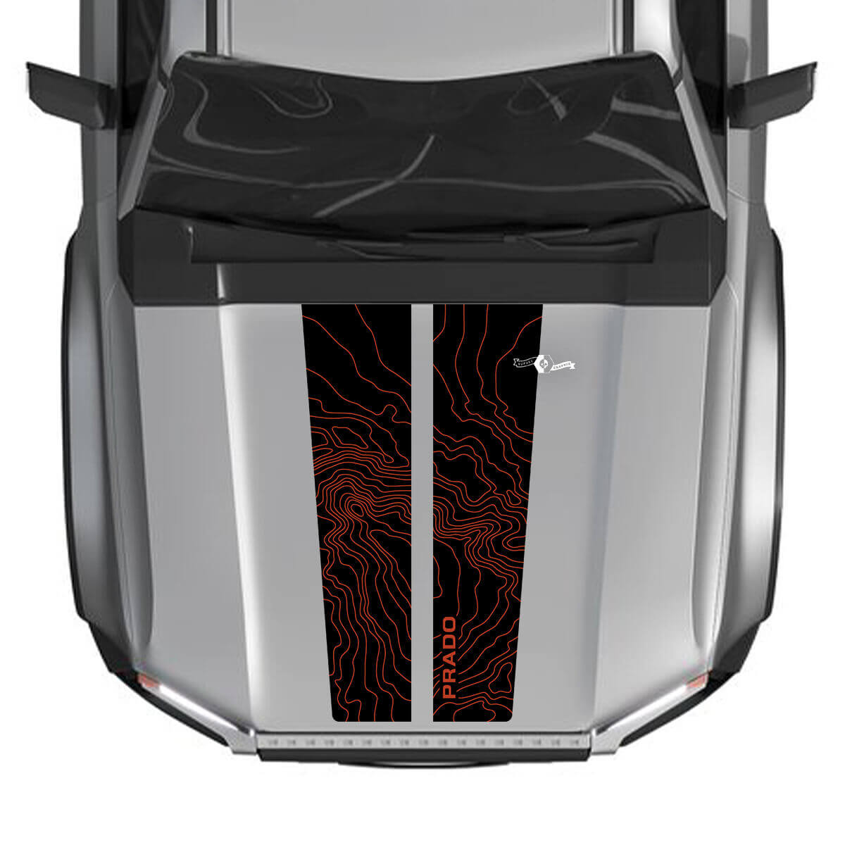 Hood For 2024 Toyota Land Cruiser Prado Decals Split Montour Map Vinyl Graphic Sticker 2 Colors