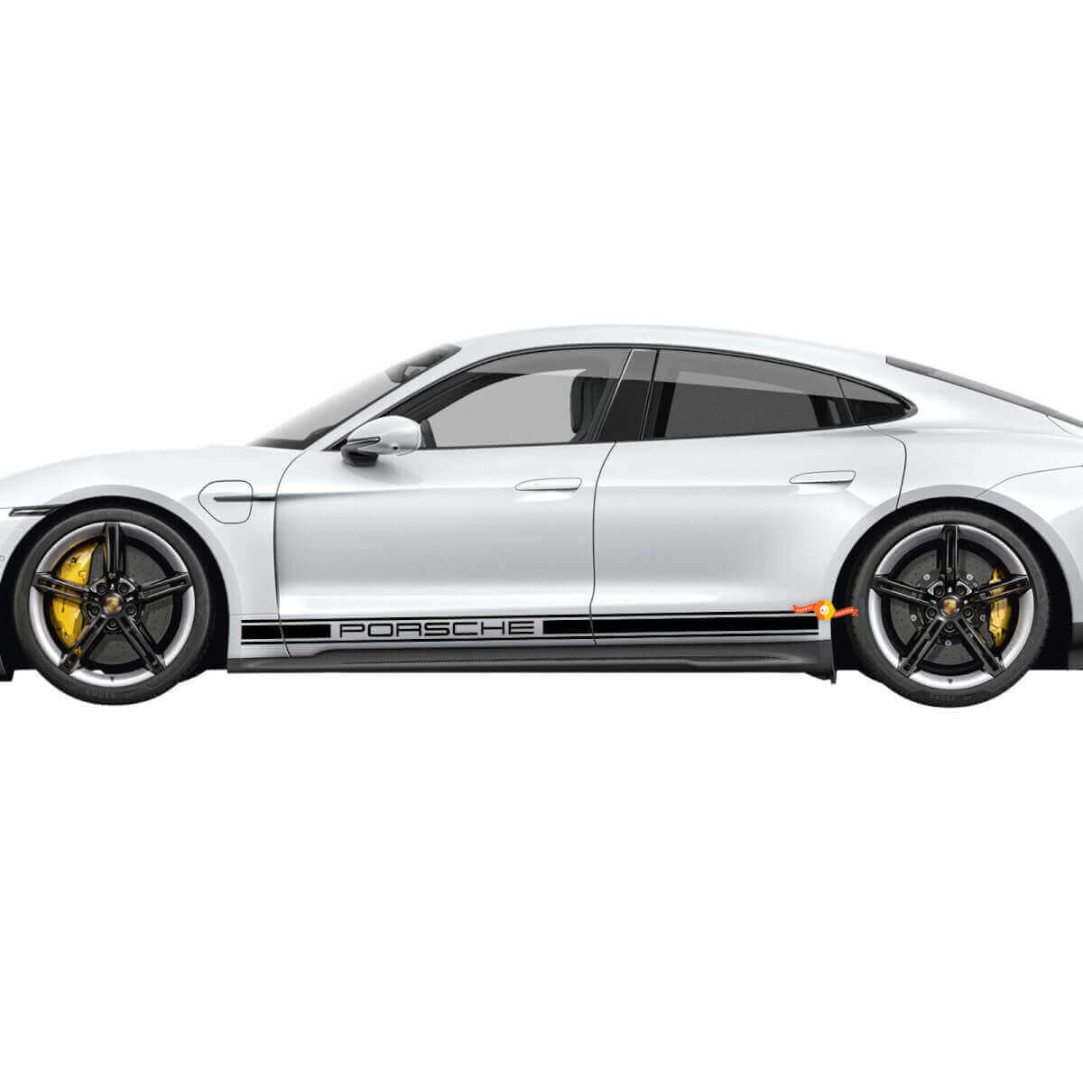 Porsche Lettering Rocker Panel Stripes Vinyl Decals Kit for Porsche Taycan 