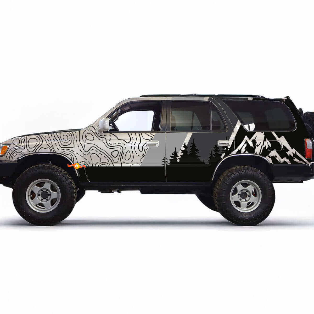 Topographic Mountain Forest Side Vinyl Decal Kit for Toyota 4Runner