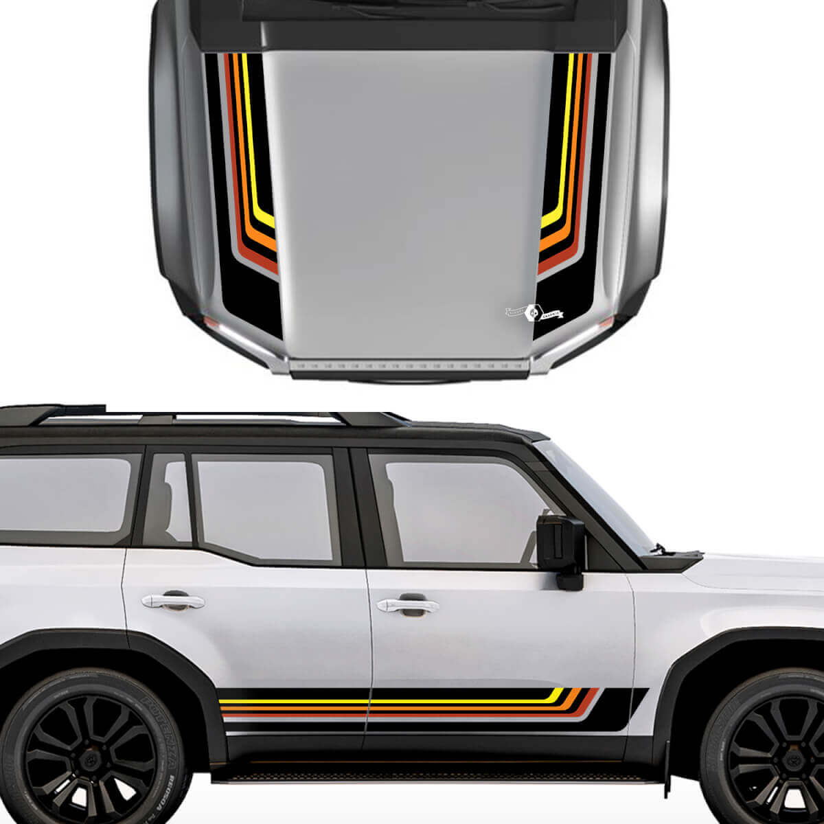 Retro Hood and Side Stripes Vinyl Decal Kit for Toyota Land Cruiser 2024 