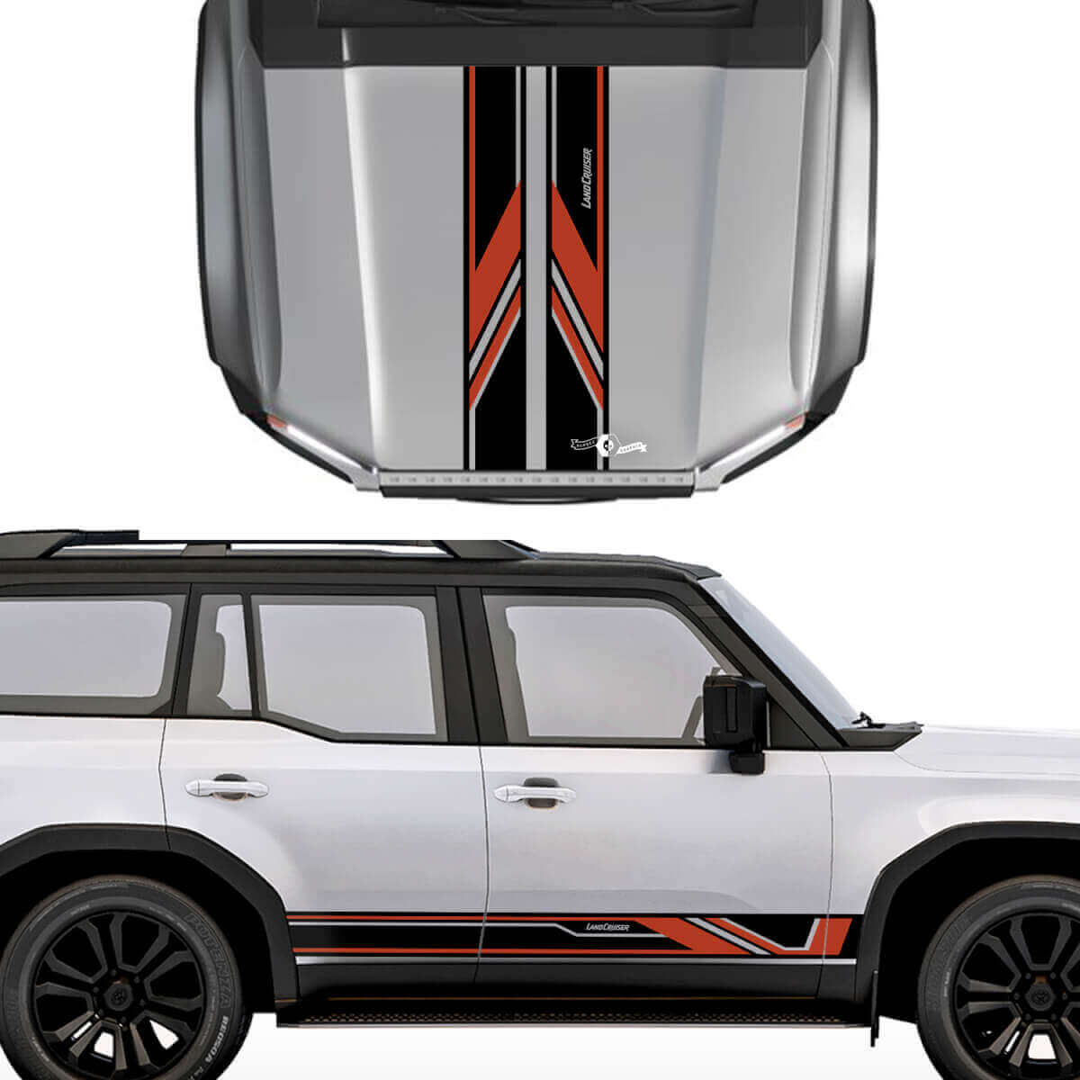 Hood Sides Stripes Vinyl Decals Sticker Graphic Kit For Toyota Land Cruiser Prado