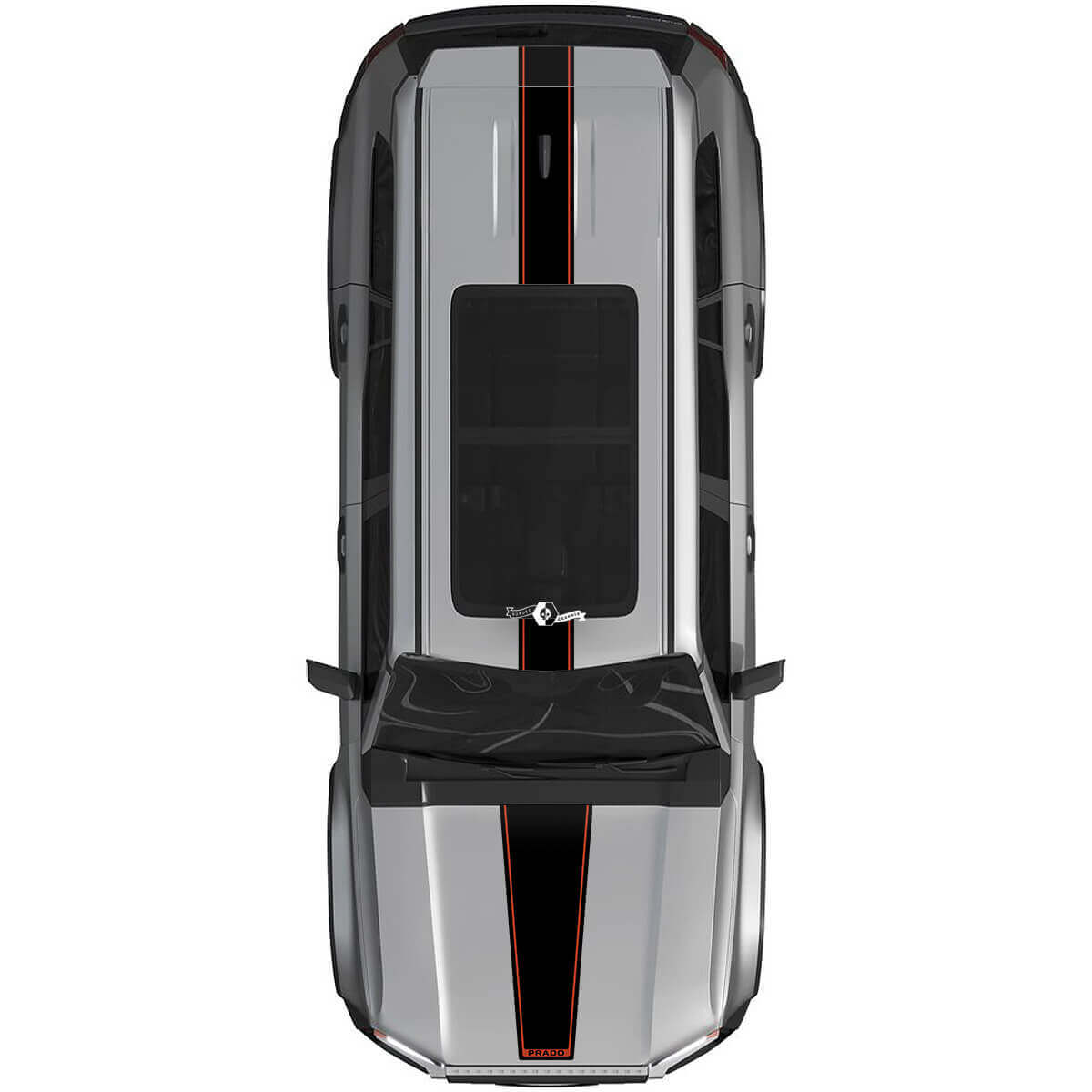 Toyota Land Cruiser Prado Hood and Roof Stripes Rally Decals Sticker - Vinyl Graphic Kit 2