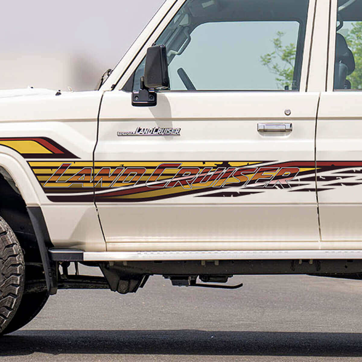 Lettering Retro Side Classic Stripes Sticker Graphics Decal Kit for Toyota Land Cruiser