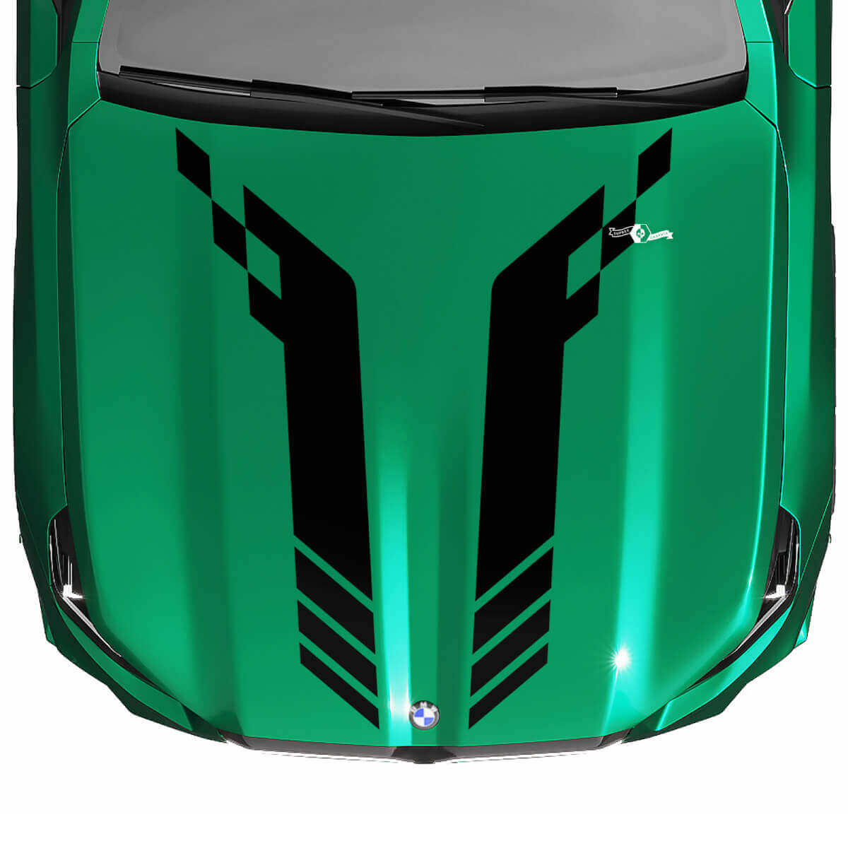 L Stripes Racing Checkered Hood Decal for BMW 5 Series G60 M5 G90