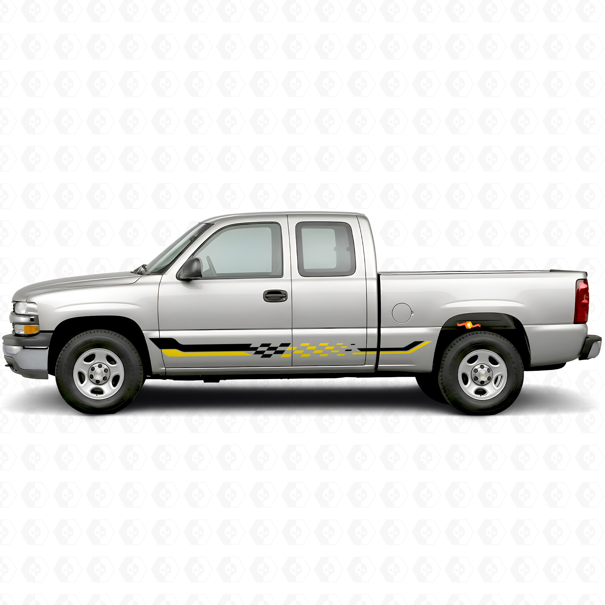 Checkered Racing Door & Rocker Panel Vinyl Stripes for Chevrolet Silverado 1500 GMT800 1999-2007