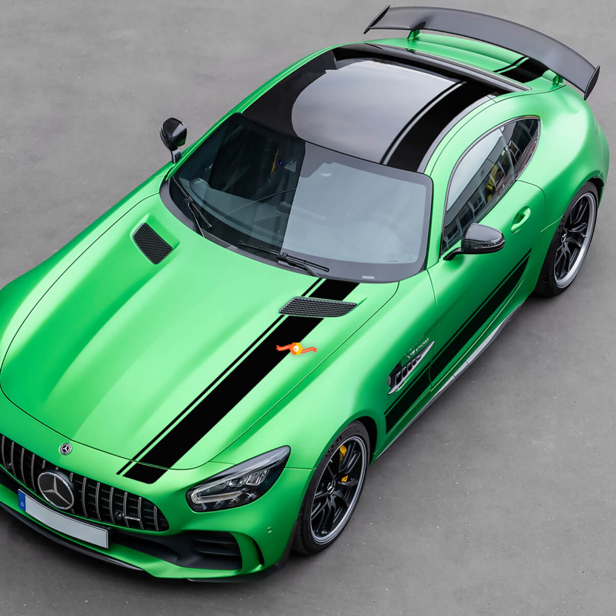 Mercedes Benz AMG GT R PRO Side & Hood Roof Trunk Stripes Decals Kit Vinyl Graphics Stickers