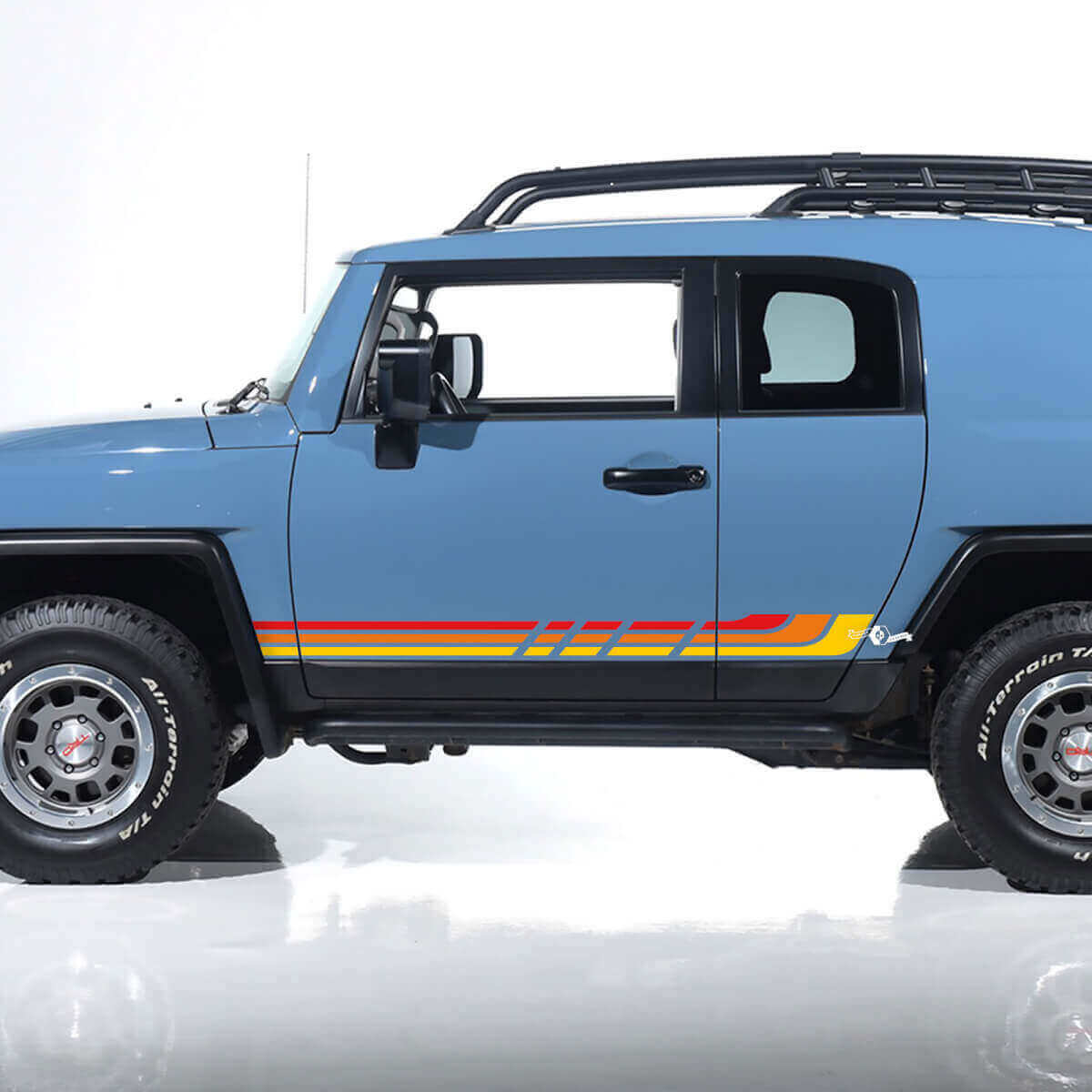 Vintage Style Side Door Stripe Vinyl Decals Kit for Toyota FJ Cruiser