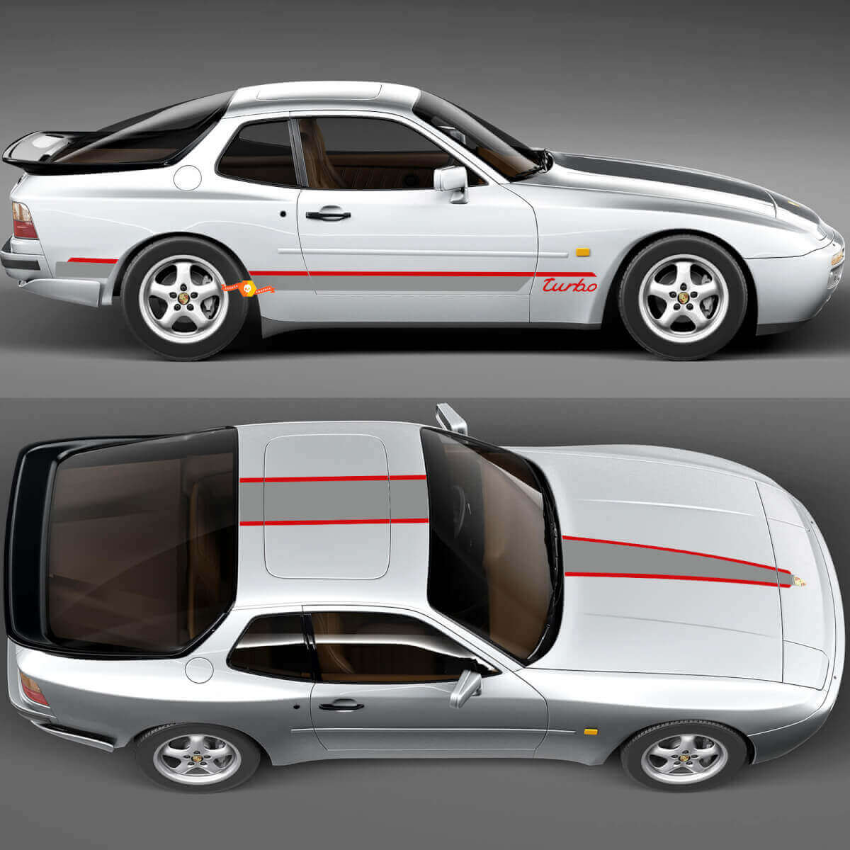 Porsche 944 Turbo Stripes Sides Hood Roof Kit - Custom Vinyl Decal Graphics