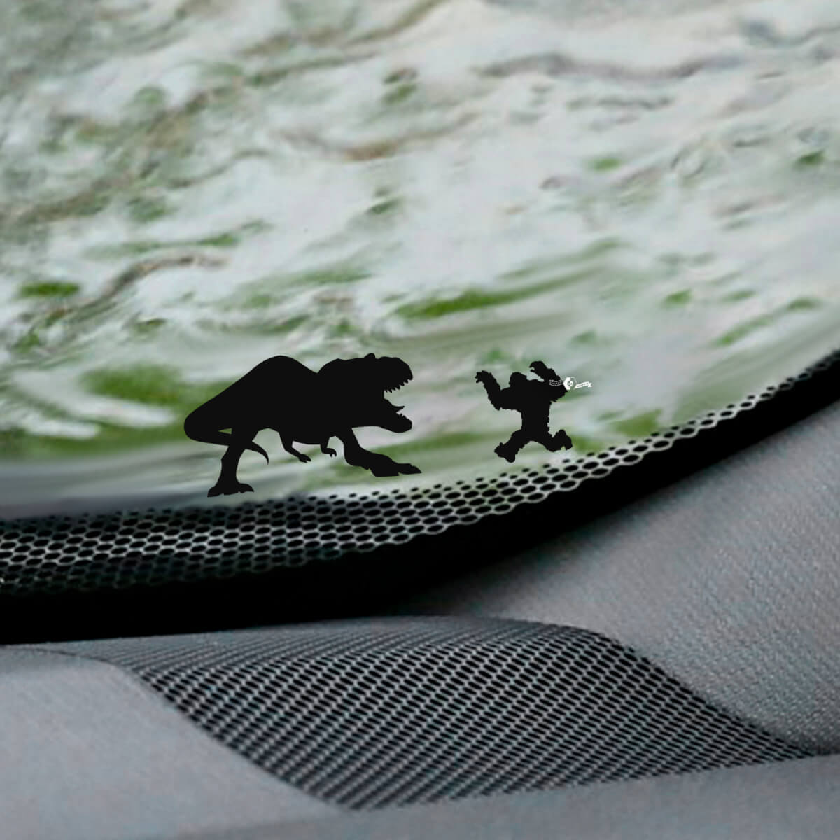 T-Rex and Yeti Bigfoot Windshield Easter Egg Corner Vinyl Decal Graphic