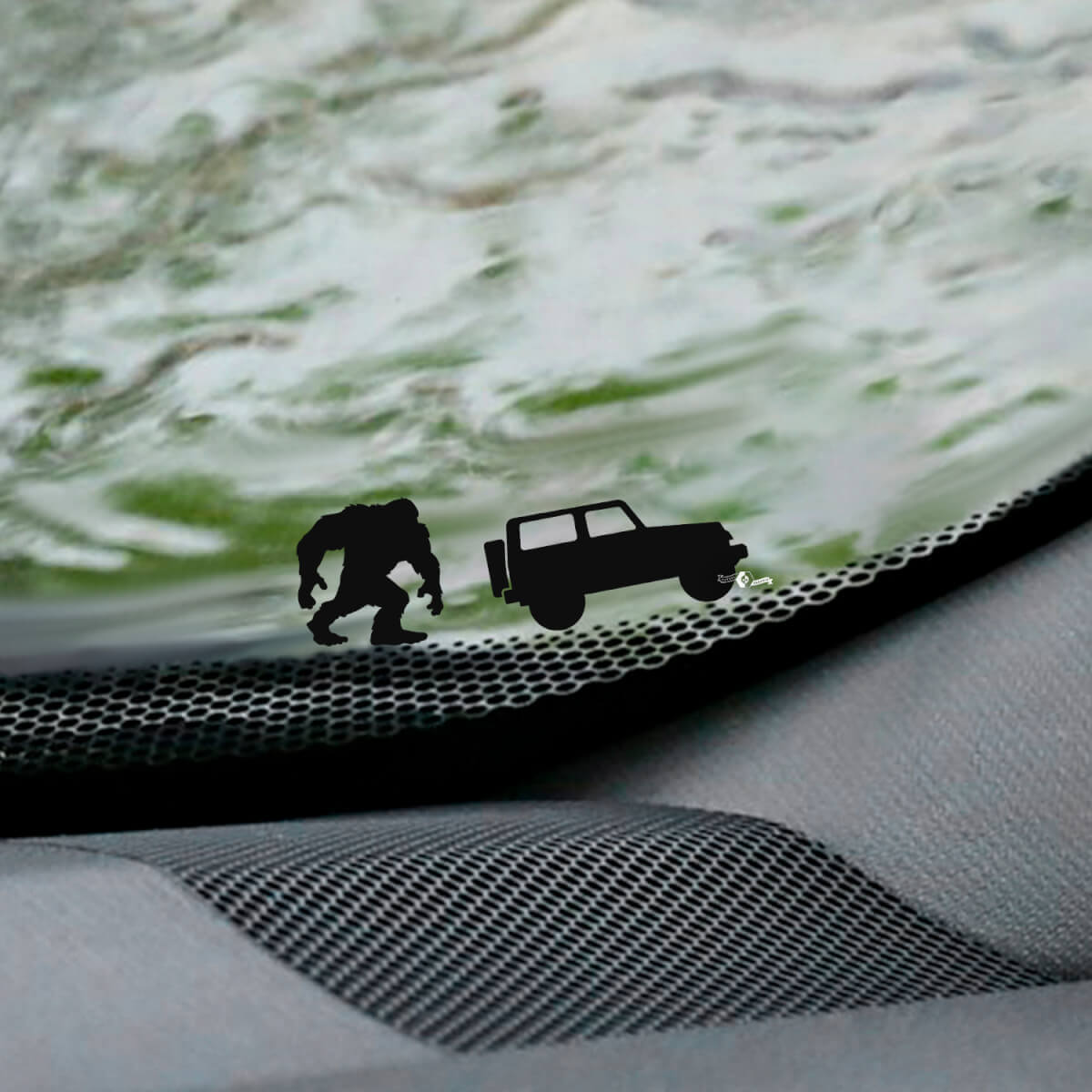 Crouching Yeti And Off Road Vehicle Easter Egg Pair Windshield Vinyl Decal Sticker for Jeep Wrangler