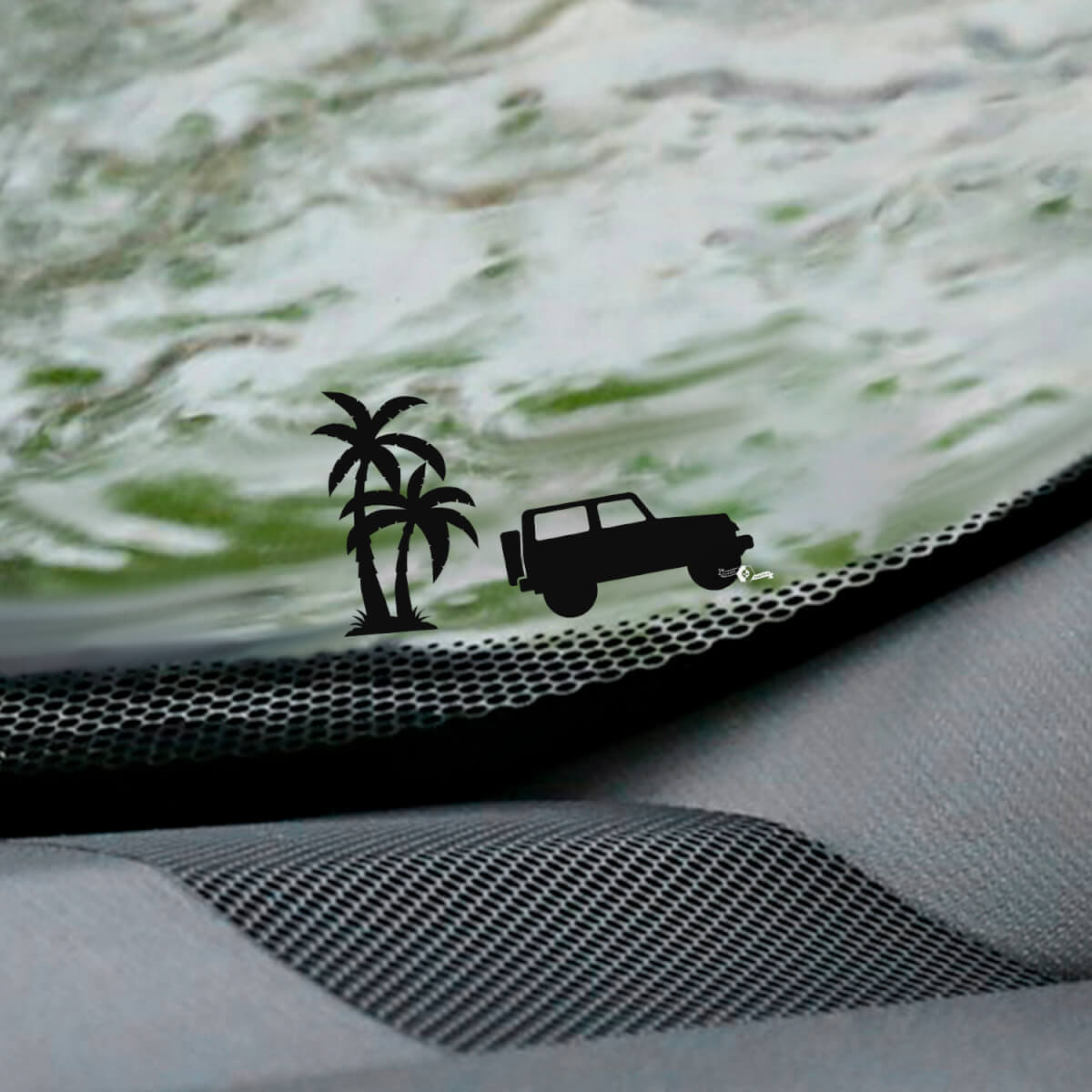 Palm Trees Windshield Corner Easter Egg Vinyl Decal Set for Jeep Wrangler