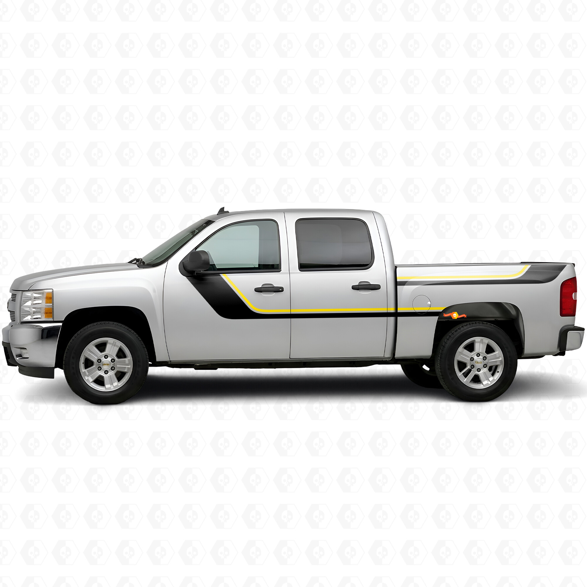 Sweeping Upper Accent Door & Bedside Vinyl Stripes for Chevrolet Silverado 1500 GMT900 2007-2013