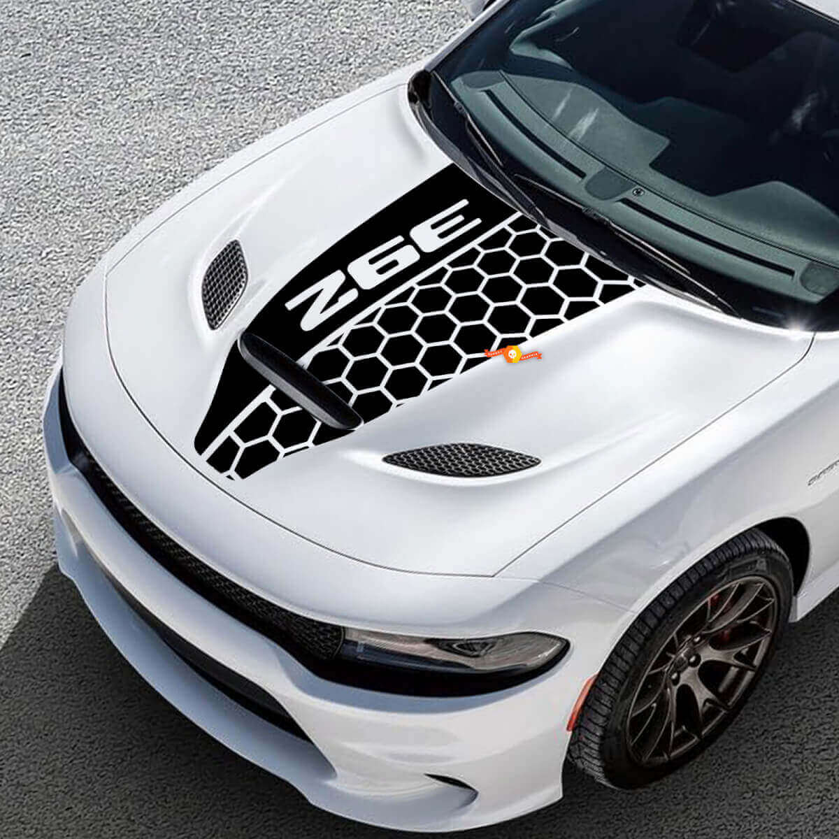 Honeycomb Hood Vinyl Racing Decal Sticker 2 for Dodge Challenger or Charger 