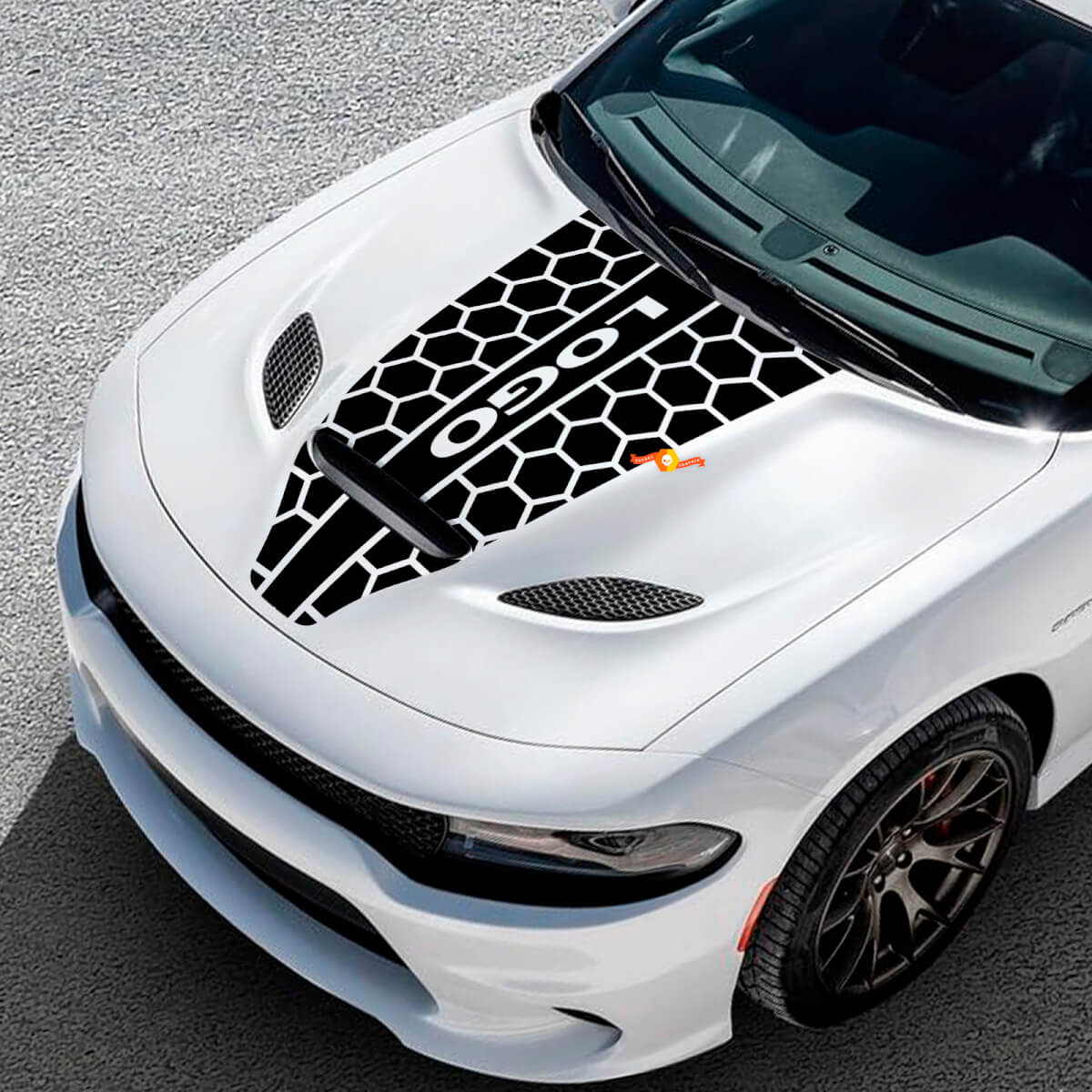 Custom Honeycomb Style Hood Stripes Vinyl Decal for Dodge Challenger or Charger