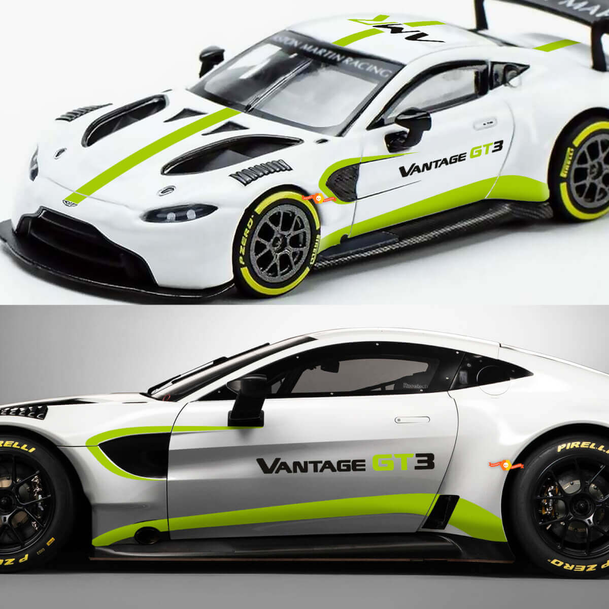 Vantage Logo & Full Kit Stripes Vinyl Decal for Aston Martin Vantage GT3