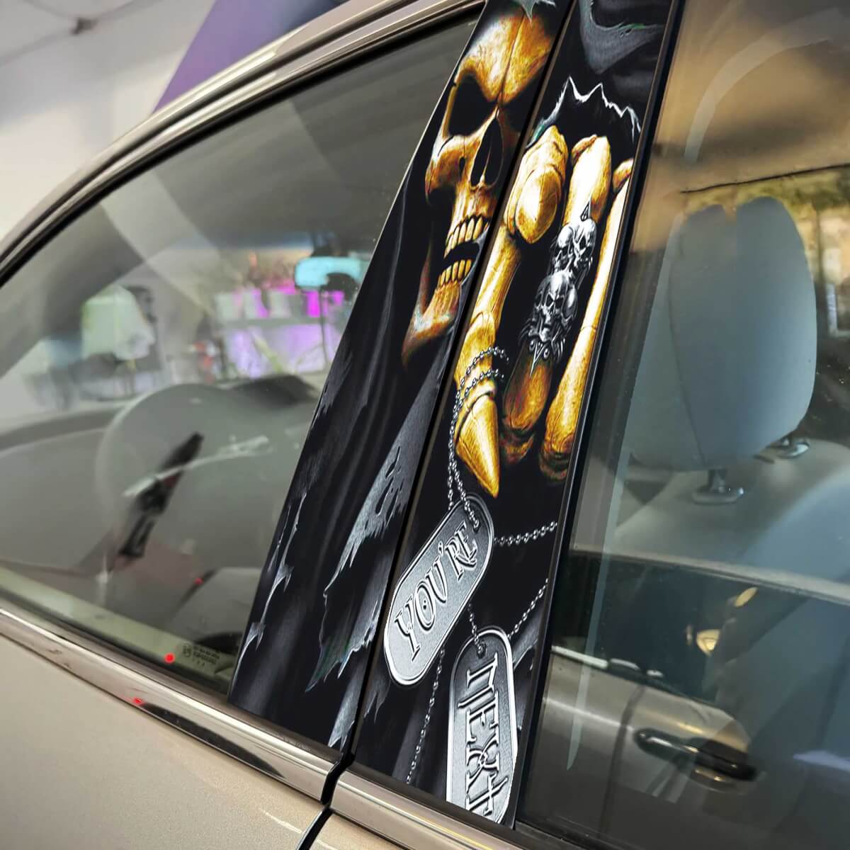 You next Skull style Pillar Doors Car Decal Vinyl Sticker Wrap