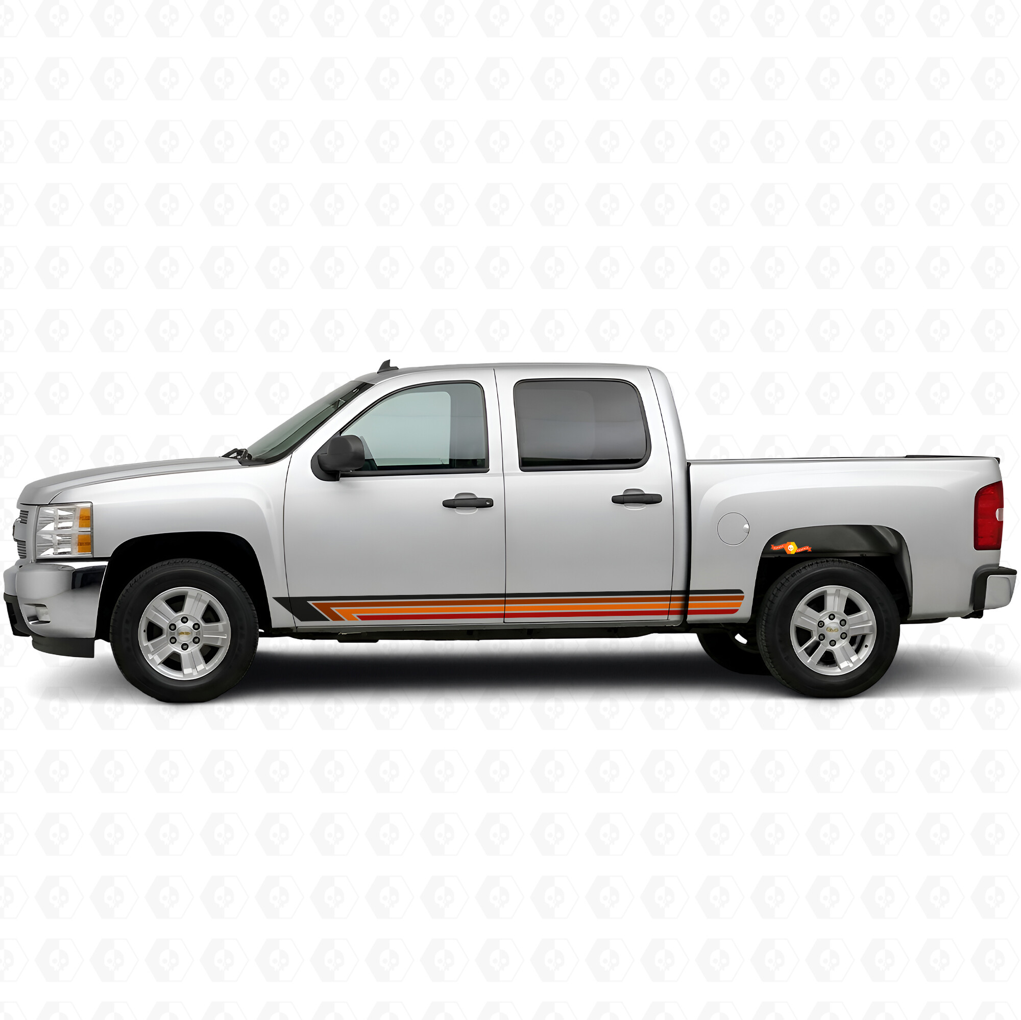 Vintage Band Door & Rocker Panel Vinyl Stripes for Chevrolet Silverado 1500 GMT900 2007-2013