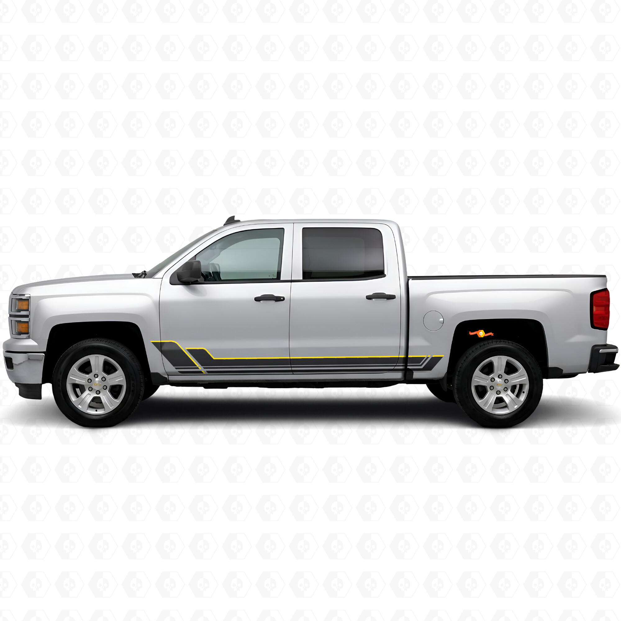 Angular Outline Door & Rocker Panel Vinyl Stripes for Chevrolet Silverado 1500 K2XX 2014-2019