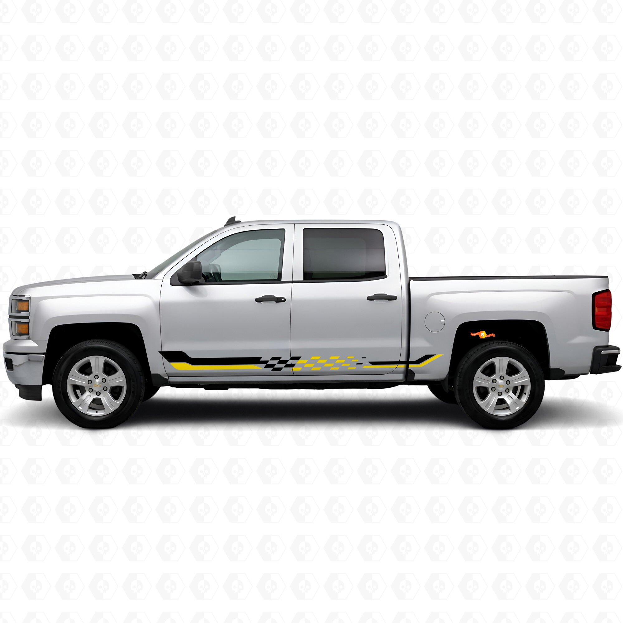 Checkered Racing Door & Rocker Panel Vinyl Stripes for Chevrolet Silverado 1500 K2XX 2014-2019