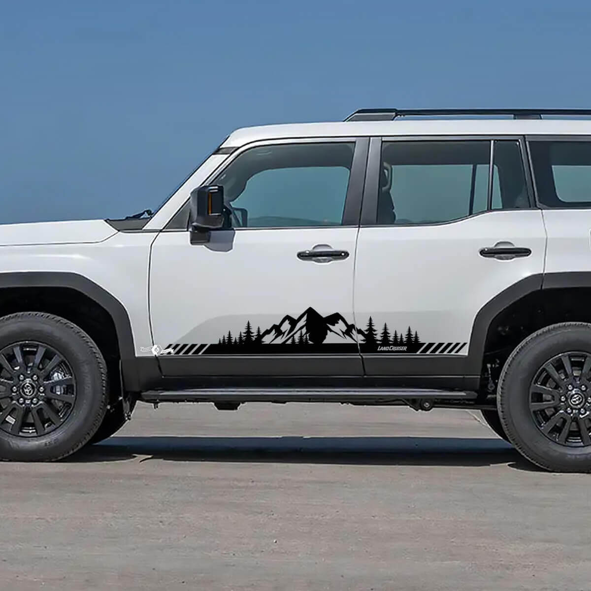Toyota Land Cruiser Side Doors Mountains Trees Landscape Style Decals Vinyl Stickers Graphic