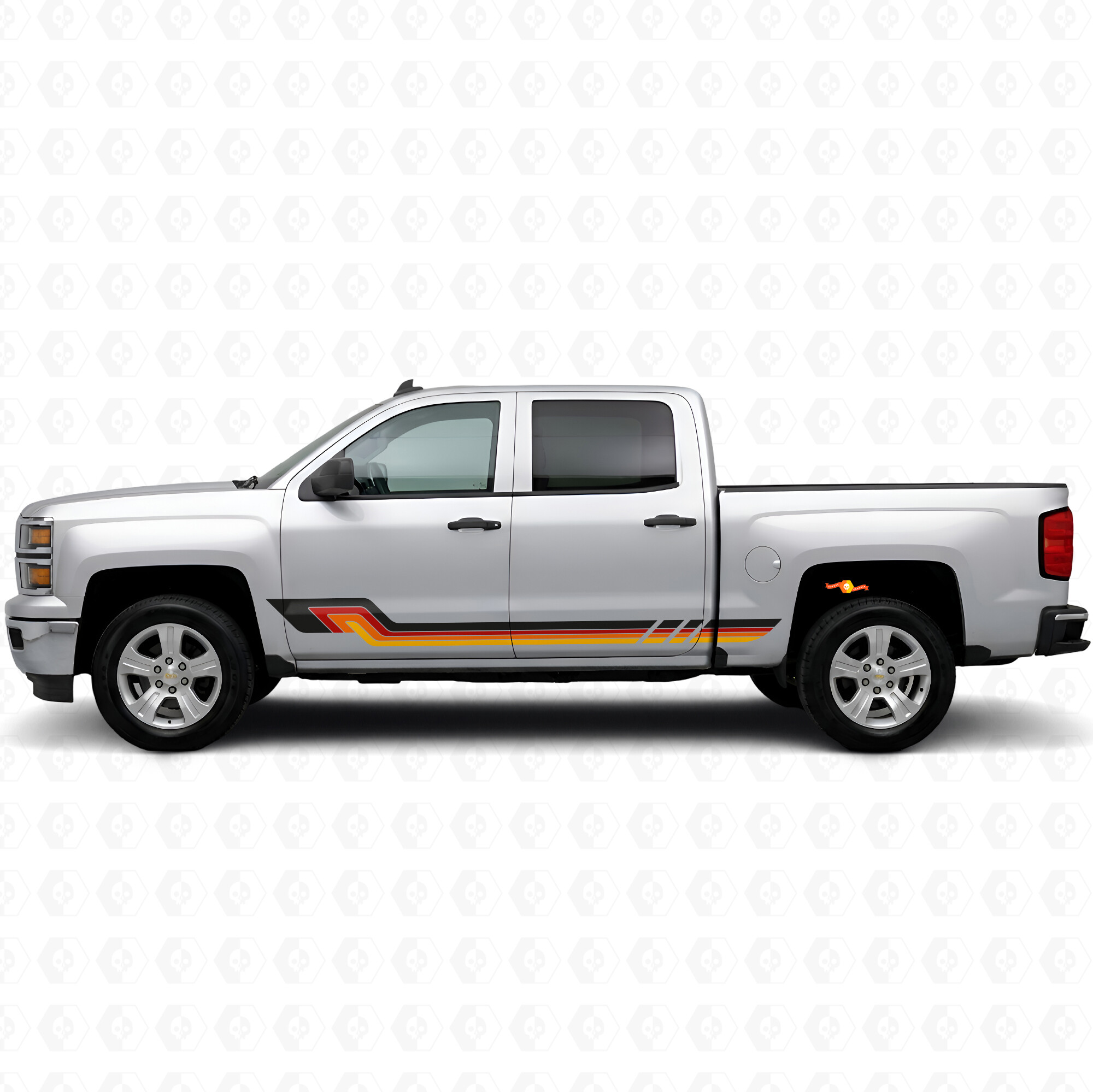 Retro Parallel Door & Rocker Panel Vinyl Stripes for Chevrolet Silverado 1500 K2XX 2014-2019