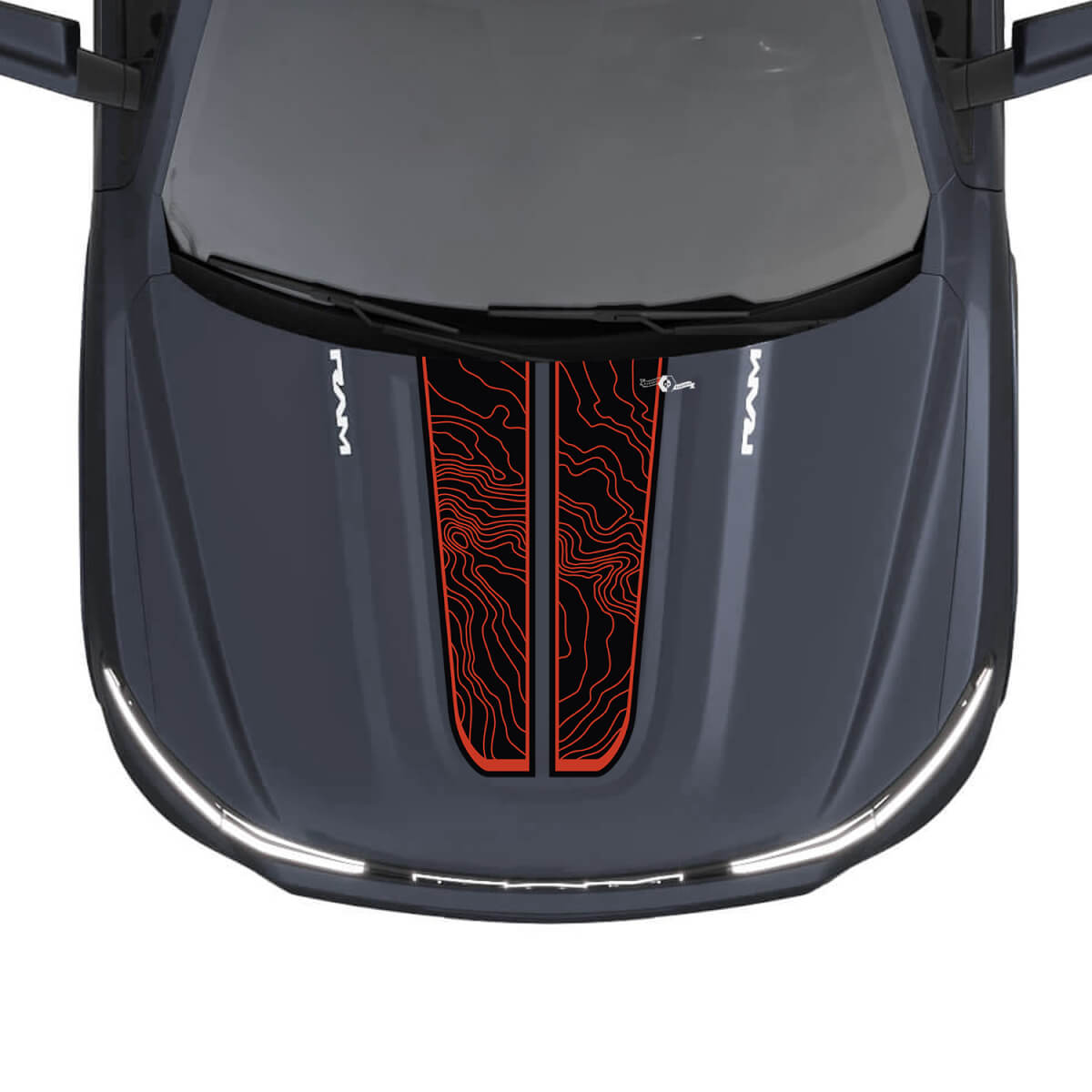 Hood Dual Stripes Topographic map for Dodge RAM 1500 REV Vinyl Decals Stickers Graphics