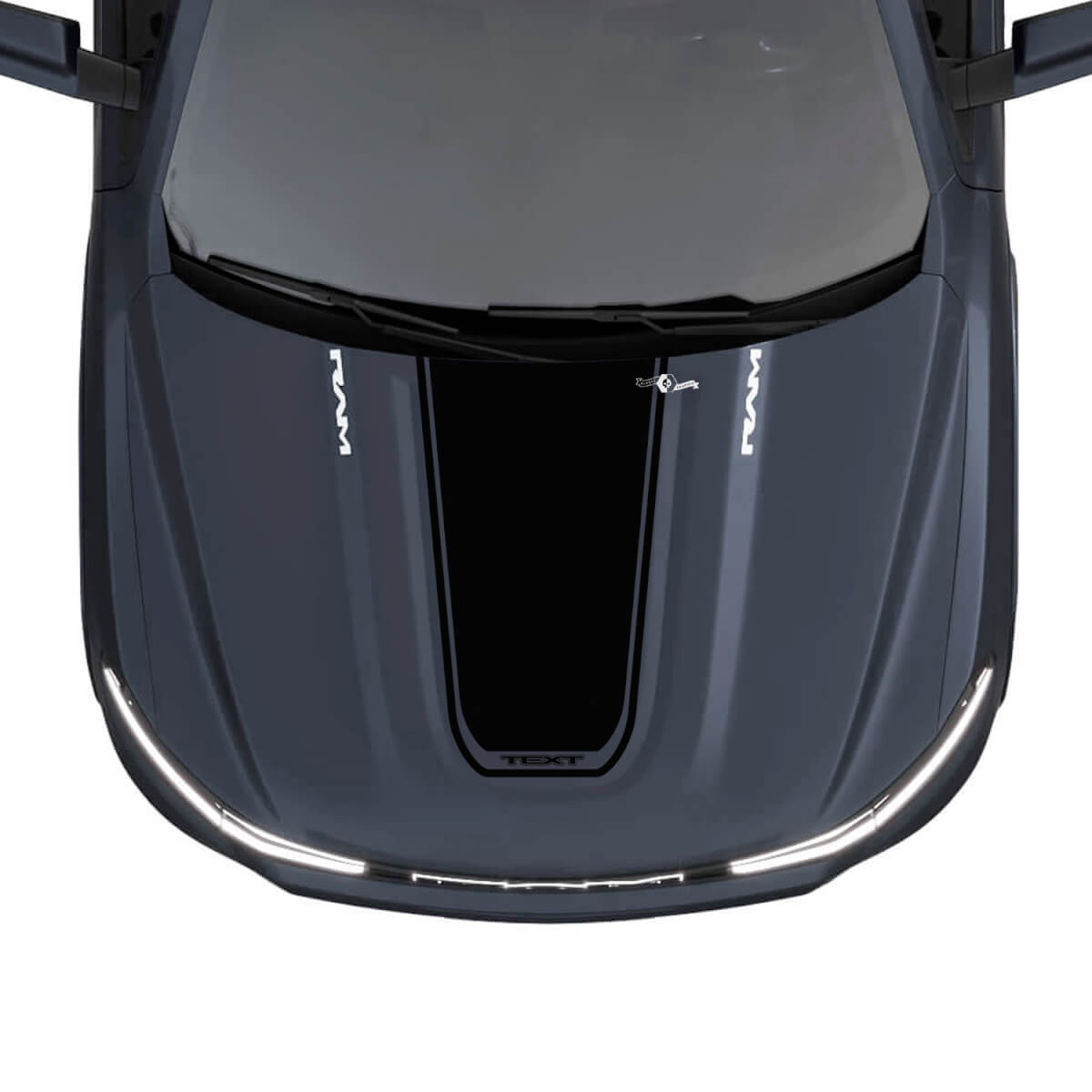 Blackout Custom Hood Stripe Vinyl Decal for Dodge Ram 1500 REV