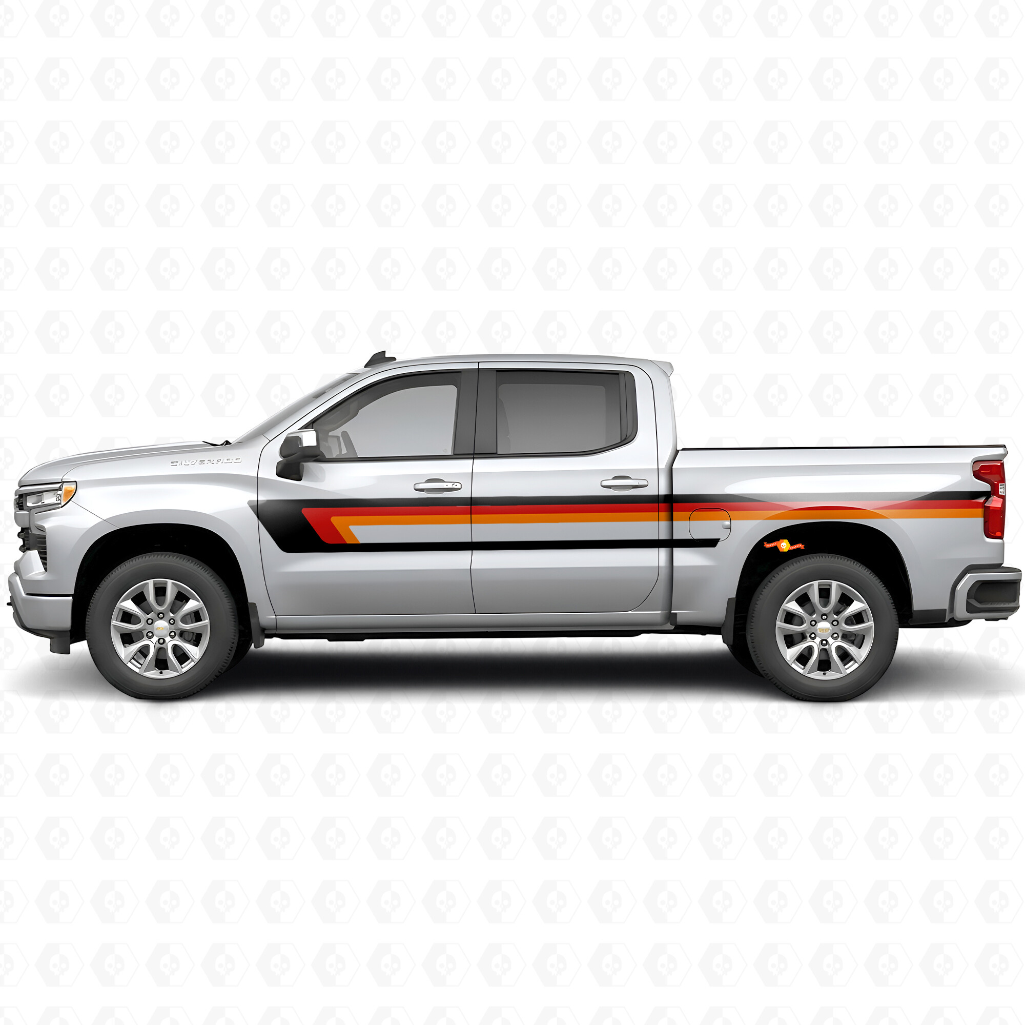 Retro Upper Beltline Door & Bedside Vinyl Stripes for Chevrolet Silverado 1500 T1XX 2019-2026
