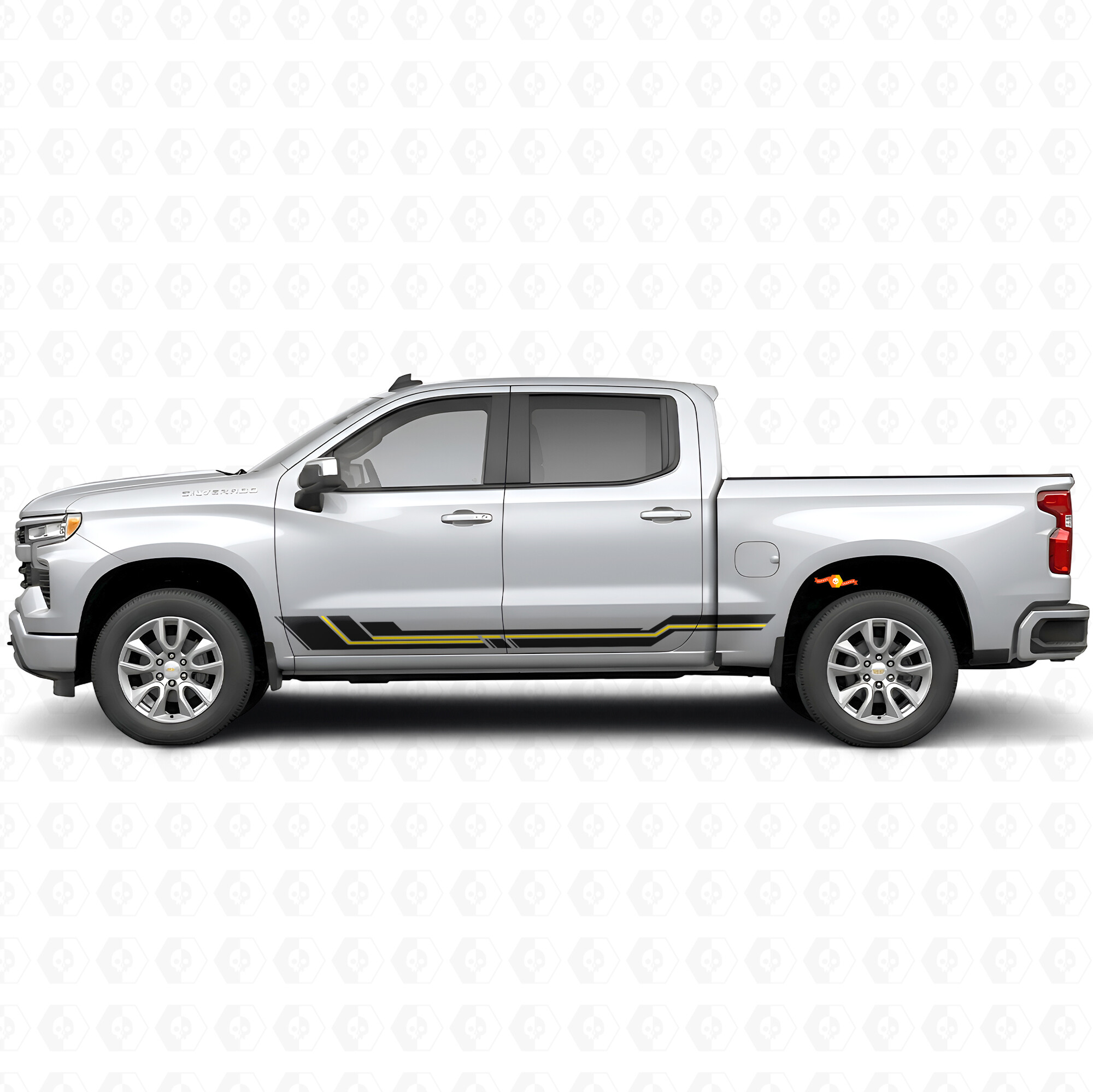 Parallel Accent Door & Rocker Panel Vinyl Stripes for Chevrolet Silverado 1500 T1XX 2019-2026