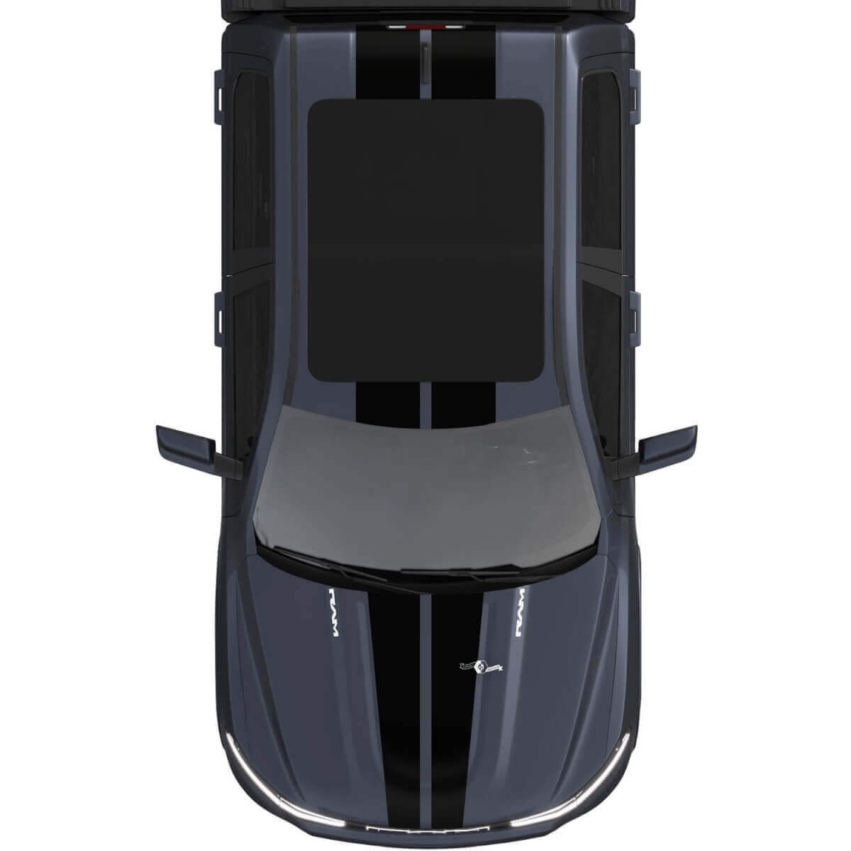 Hood and Roof Dual Central Stripes Vinyl Decals Stickers Graphics for Dodge Ram 1500 REV