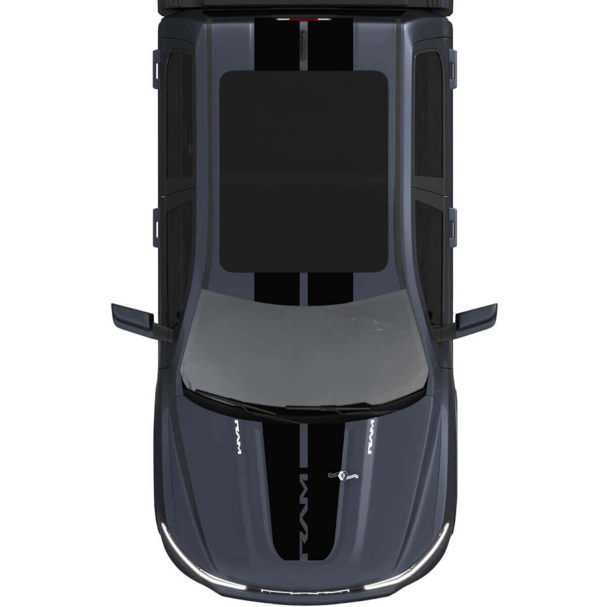 Hood and Roof Dual Central Stripes Vinyl Decals Stickers Graphics for Dodge Ram 1500 REV #2