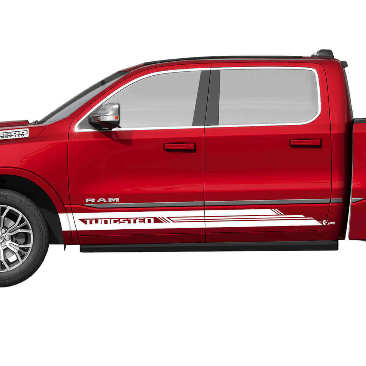 Lettering Side Rocker Panel Stripes Vinyl Decals Stickers Graphics for Dodge RAM 1500 TUNGSTEN