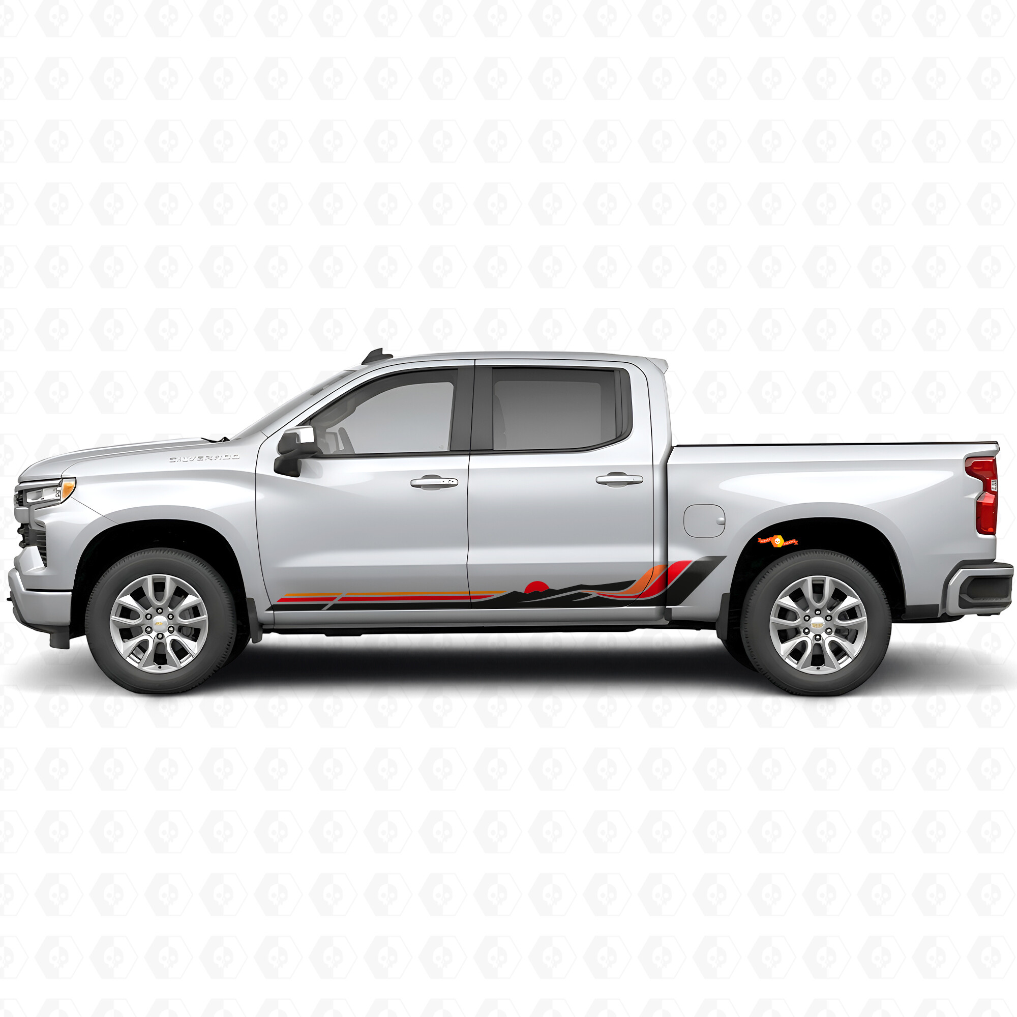 Retro Mountain Wave Door & Rocker Panel Vinyl Stripes for Chevrolet Silverado 1500 T1XX 2019-2026
