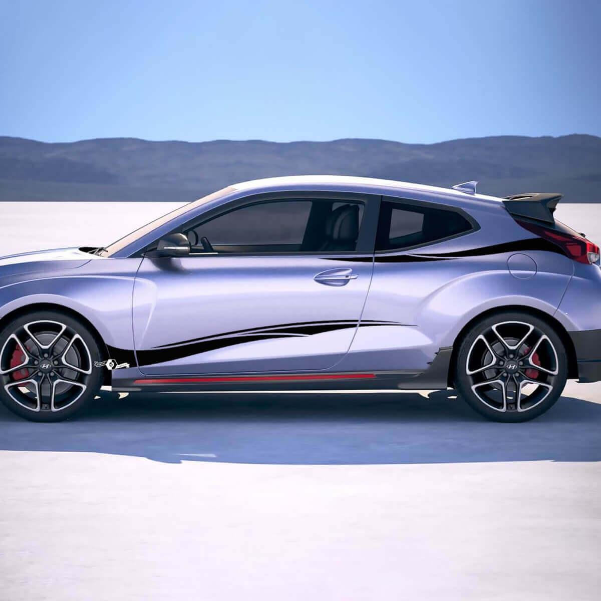 2x Door Side Wave Racing Stripes Vinyl Stickers Decal fit to Hyundai Veloster