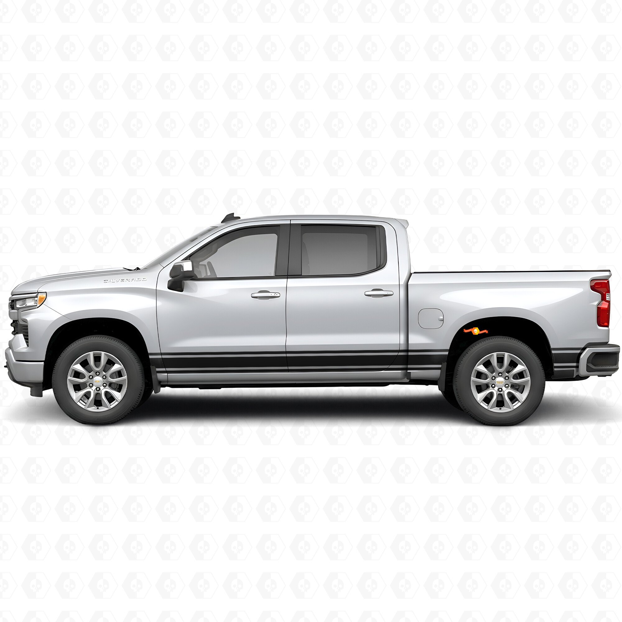 Slim Accent Door & Bedside Vinyl Stripes for Chevrolet Silverado 1500 T1XX 2019-2026