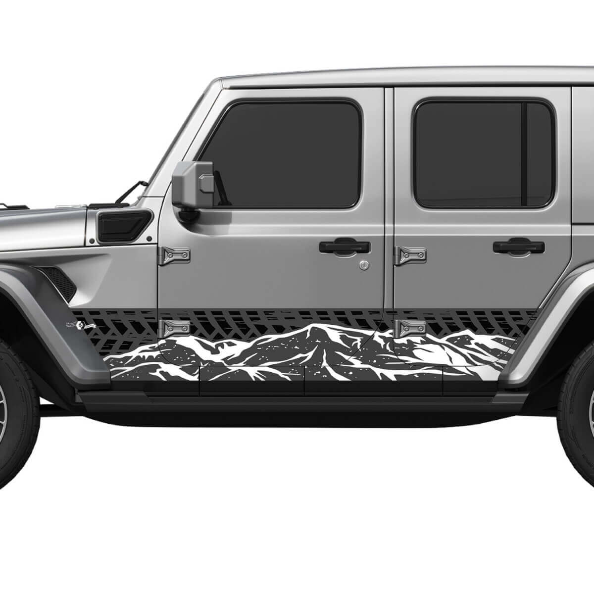 Tire Tracks Mountain Splash Side Doors Vinyl Decal Sticker for Jeep Wrangler