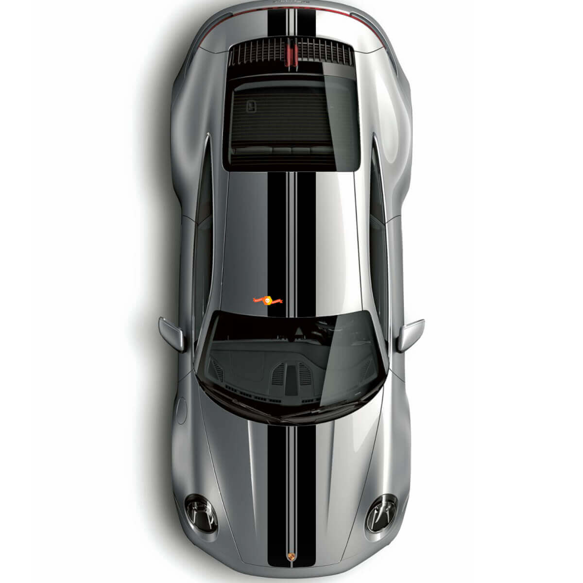 Twin Hood Roof Rear Deck Stripe Vinyl Decal Kit for Porsche 997 Carrera