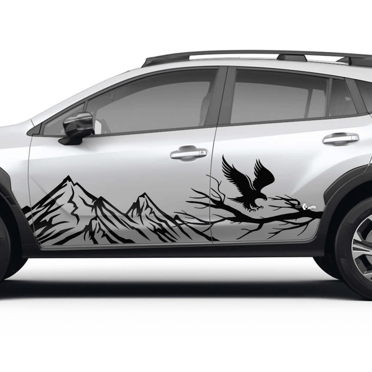 Side Doors Landscape Mountains Eagle Vinyl Decal Graphic Sticker for Subaru