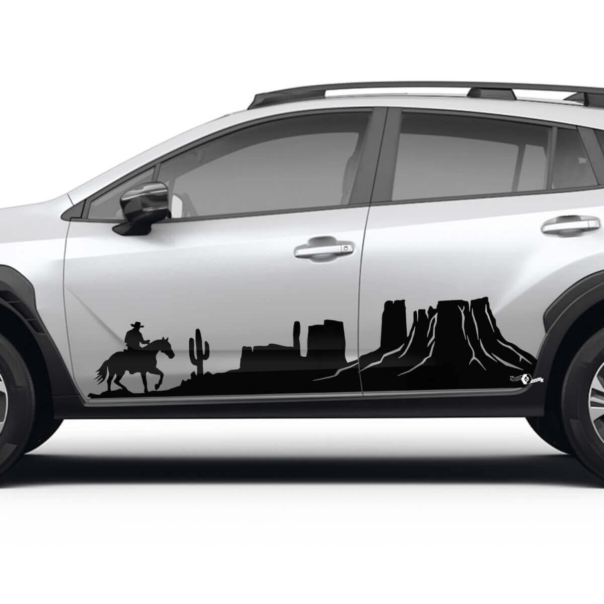 Side Doors Landscape Mountains Cowboy Vinyl Decal Graphic Sticker for Subaru