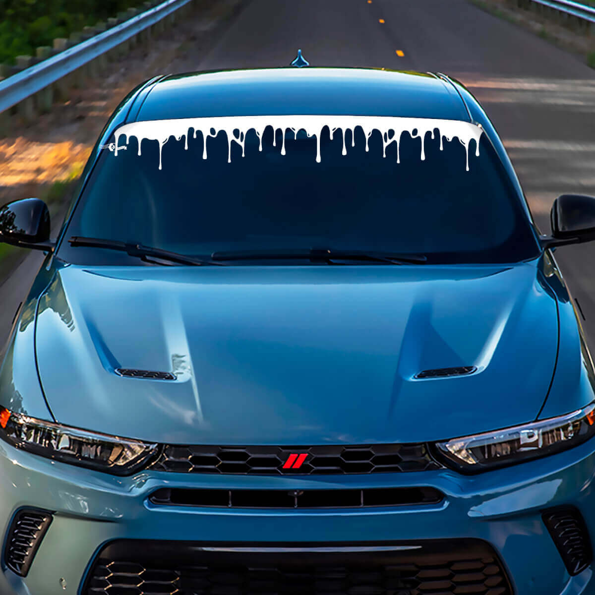 Blood Windshield Stripe Banner Decal Sticker - Custom Vinyl Graphics fit to Dodge Hornet