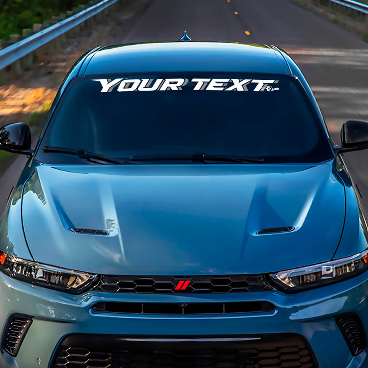 Custom Lettering 3D-Style Two-Color Windshield Vinyl Decal for Dodge Hornet