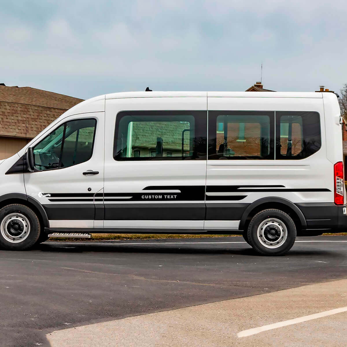 Custom Text Side Stripes Vinyl Decals for Ford Transit