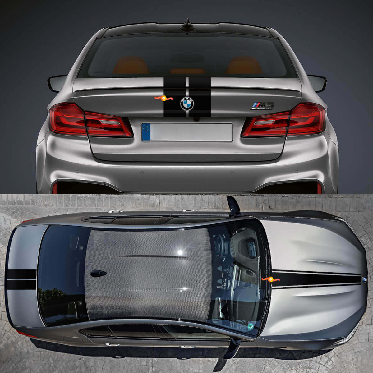 Racing Stripes Hood and Trunk Vinyl Decal Kit for BMW M5 G90