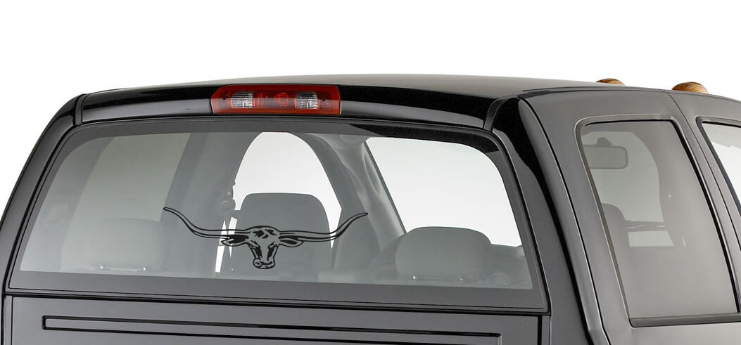 Large Longhorn Bull Horns Rear Window Decal for Car Truck