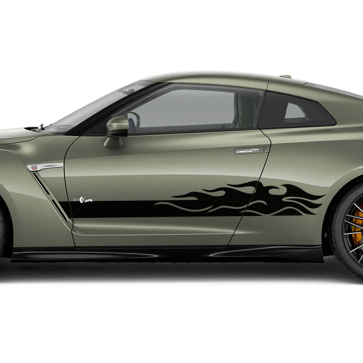 Side Doors Flames Stripes Decal Kit for Nissan GT-R