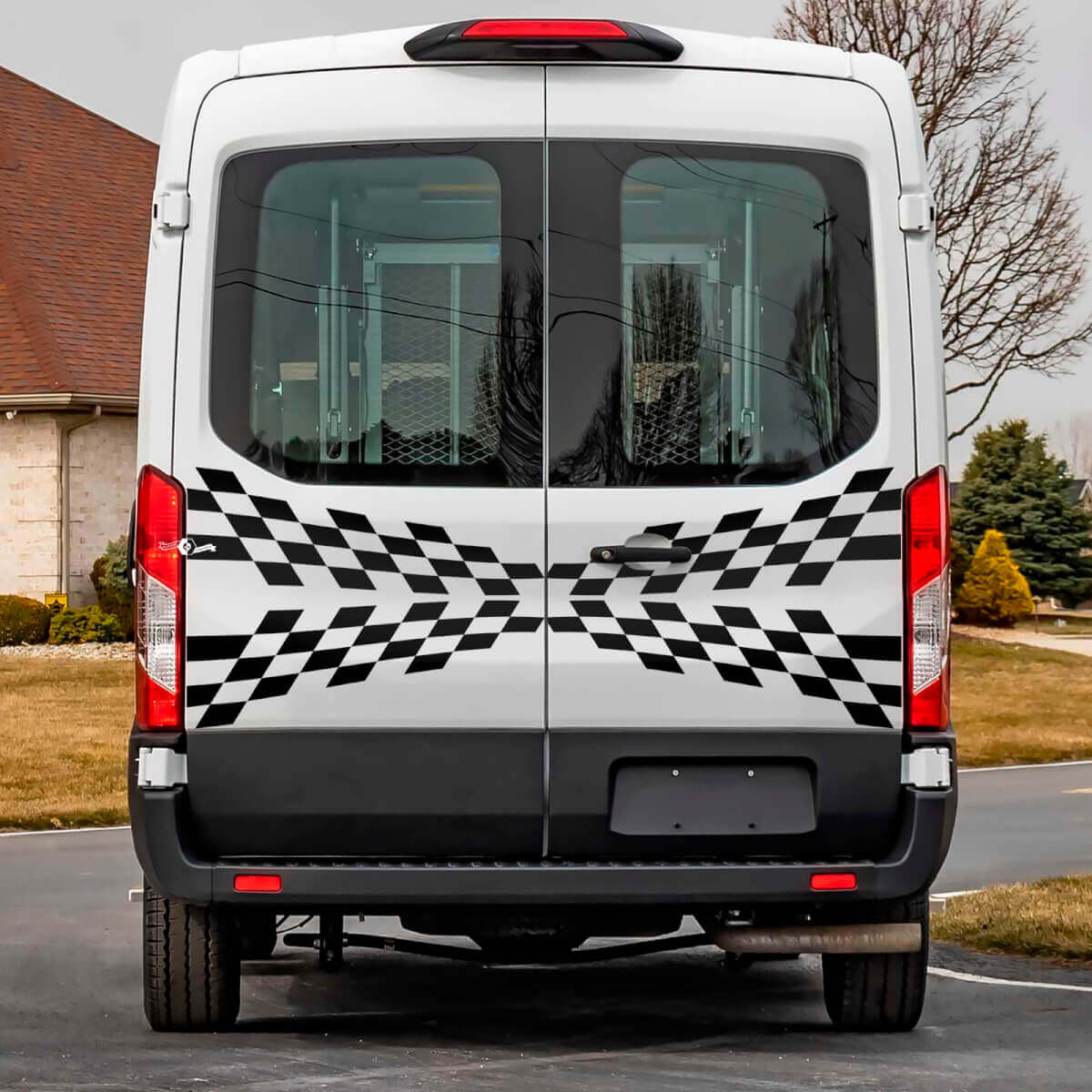 Rear Checkered Graphics Vinyl Decal Sticker for Musclecar Transit