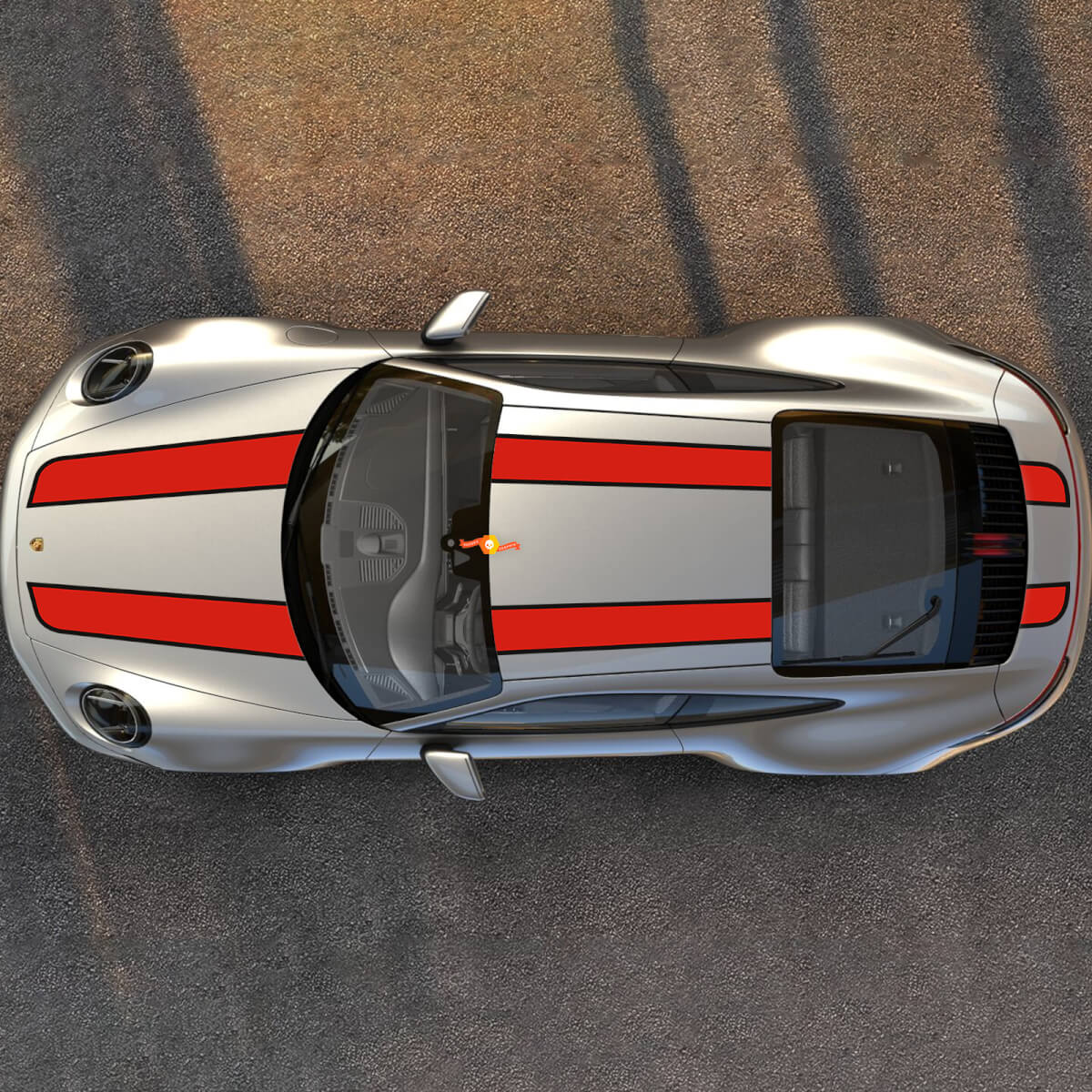 Porsche Carrera Hood Roof Trunk Racing Stripes Decals Stickers Graphics