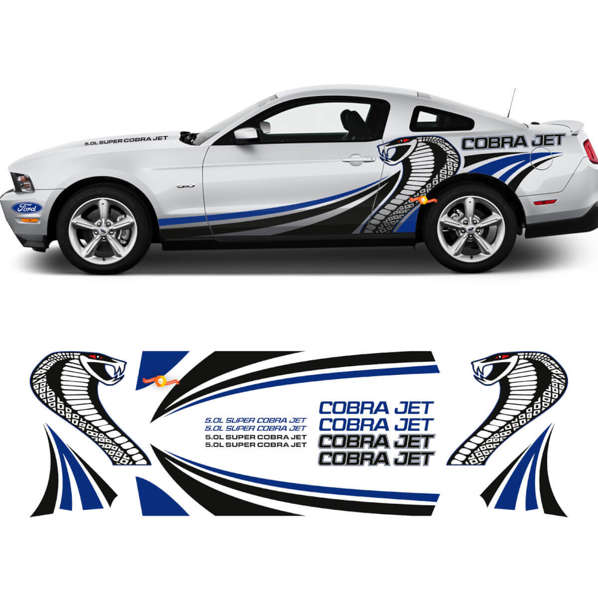 Cobra Jet Side Graphic Decals Stickers Racing Kit for Ford Mustang